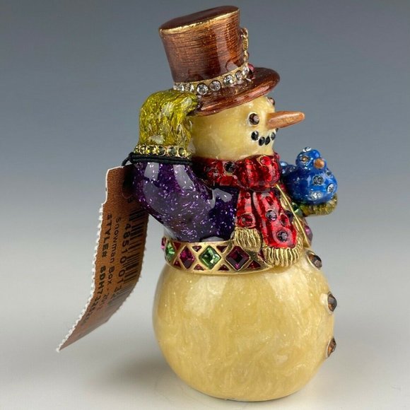 Jay Strongwater Snowman Trinket Box 2013 New In Box Swarovski Crystals - Picture 3 of 10